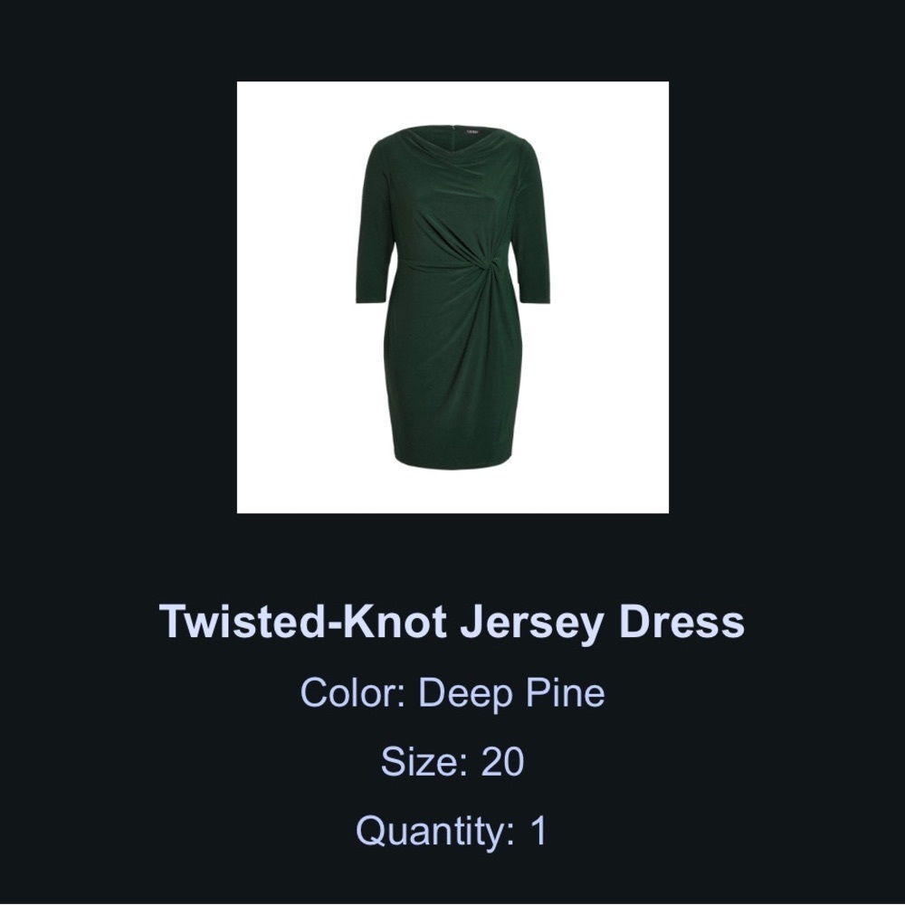 Lauren Ralph Lauren jersey dress with a chic cowlneck & twisted knot waist
